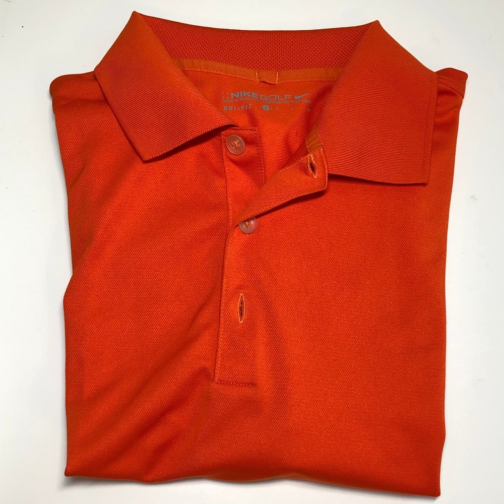 Nike Golf Dri-FIT Orange Polo Shirt Men's Small Athletic Performance